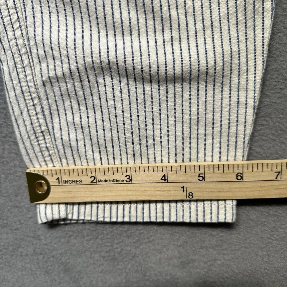 American Eagle Womens 00 Blue White Striped Ankle Pants Straight Casual EUC